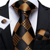 Gold Black Paisley Silk Tie