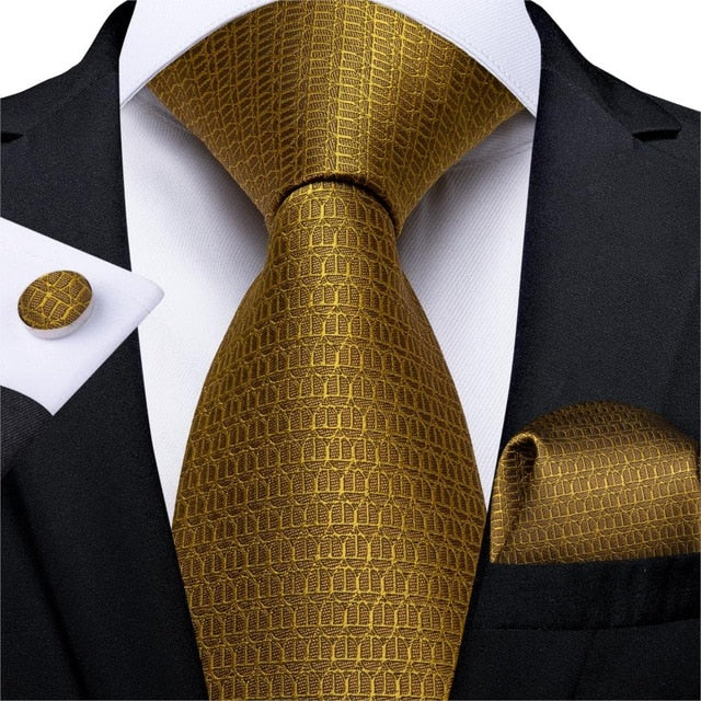 Gold Black Paisley Silk Tie