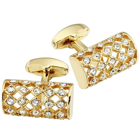 Gold round black cufflinks