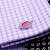 Pink stone silver cufflinks