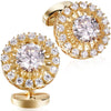 Crystal gold round cufflinks