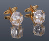 GOLD WHITE STONE CUFFLINKS