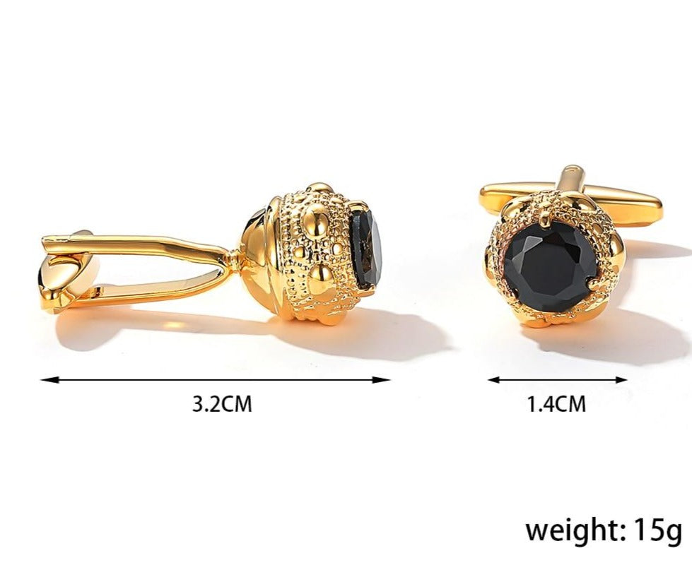 GOLD BLACK STONE CUFFLINKS