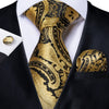 Gold Black Paisley Silk Tie