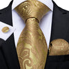 Gold Black Paisley Silk Tie