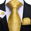 Gold Black Paisley Silk Tie