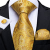 Gold Black Paisley Silk Tie