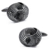 Silver and black gun plated knot cufflinks