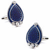 Blue Enamel, Crystal Water Drop  Cufflinks