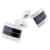 Silver black stone cufflinks