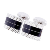 Silver black stone cufflinks