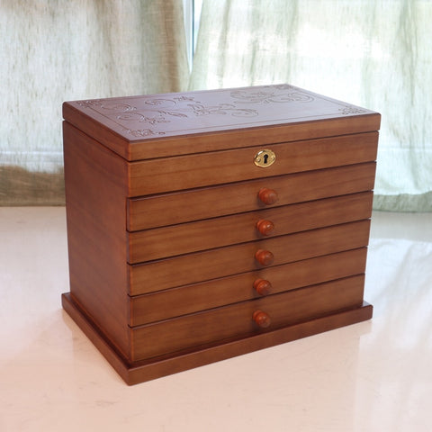 Brown Large Wooden Cufflinks Box