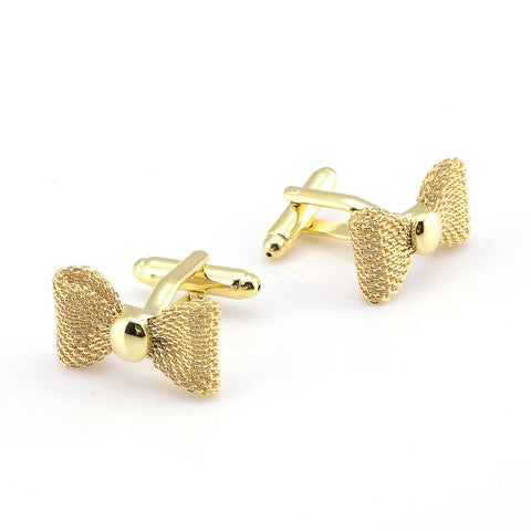 Gold round black cufflinks