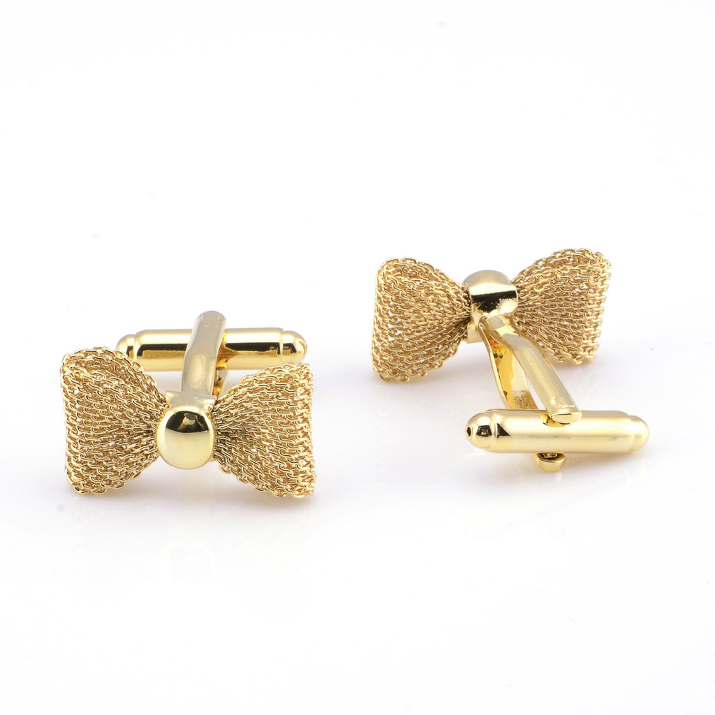 Bow knot gold cufflinks