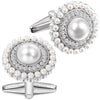 Elegant Cufflinks Studs Set, classic pearl