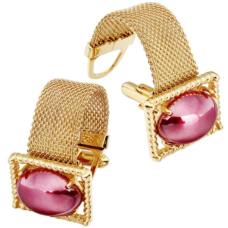 Chain cufflinks with Rose Pearl