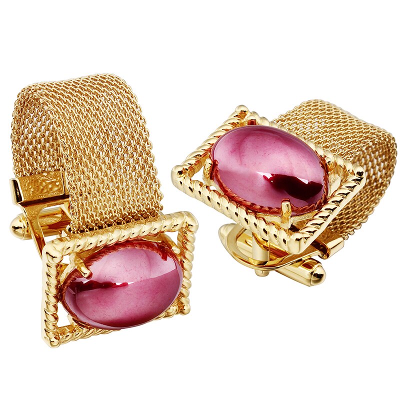 Chain cufflinks with Rose Pearl