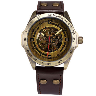 Retro Bronze Relogio Automatic Skeleton Watch