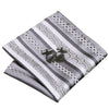 Grey and Silver Stripe Silk Tie Hanky Cufflinks Set