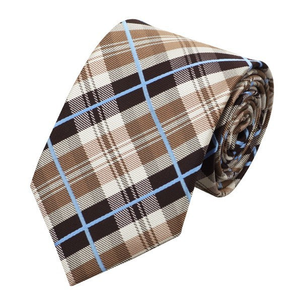 Brown Blue Tie Hanky Cufflinks Set