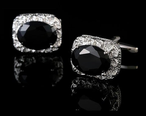 Square Black & White Crystal Cufflinks