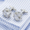 Crystal stone silver cufflinks