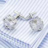 Crystal stone silver cufflinks