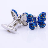 Blue butterfly silver cufflinks