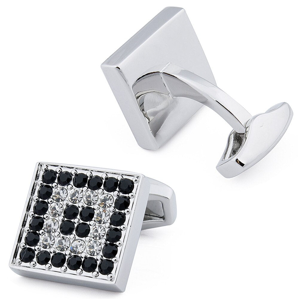 Square Black & White Crystal Cufflinks