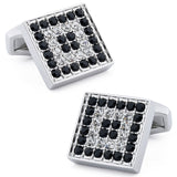 Square Black & White Crystal Cufflinks
