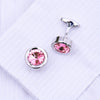 PINK CRYSTAL SILVER CUFFLINKS