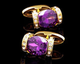 GOLD Purple Crystal Cufflinks