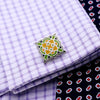 GREEN AND YELLOW ENAMEL CUFFLINKS