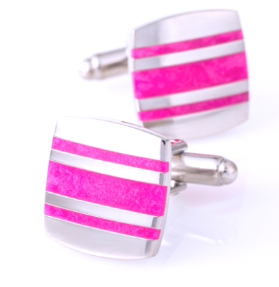 Pink silver Enamel Cufflinks