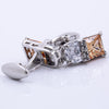 Silver yellow stone cufflinks