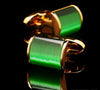Gold green cufflinks