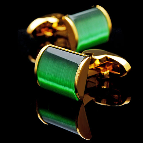 Gold green cufflinks