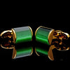 Gold green cufflinks
