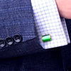 Gold green cufflinks