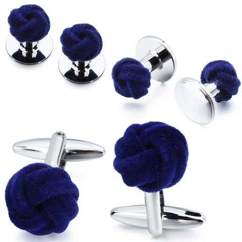 Silver Love Knot Cufflinks and Studs Set