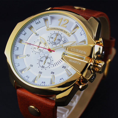 Gold Montre Homme Men Luxury Quartz Watch