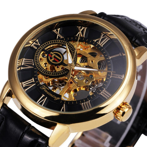 Forsining Hollow Engraving Skeleton Casual Watch