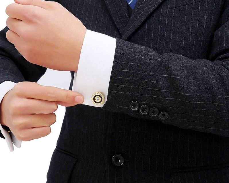 Gold Crystal round Cufflinks