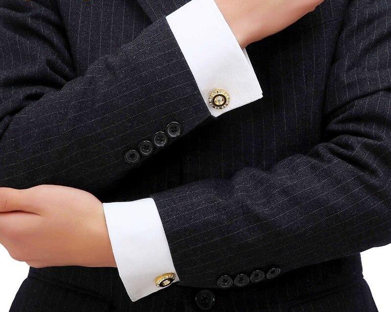 Gold Crystal round Cufflinks