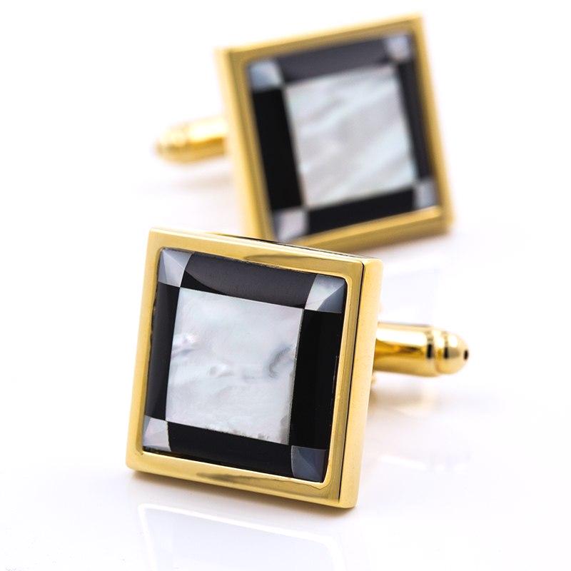 Gold square mother pearl cufflinks