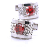 Silver red stone cufflinks