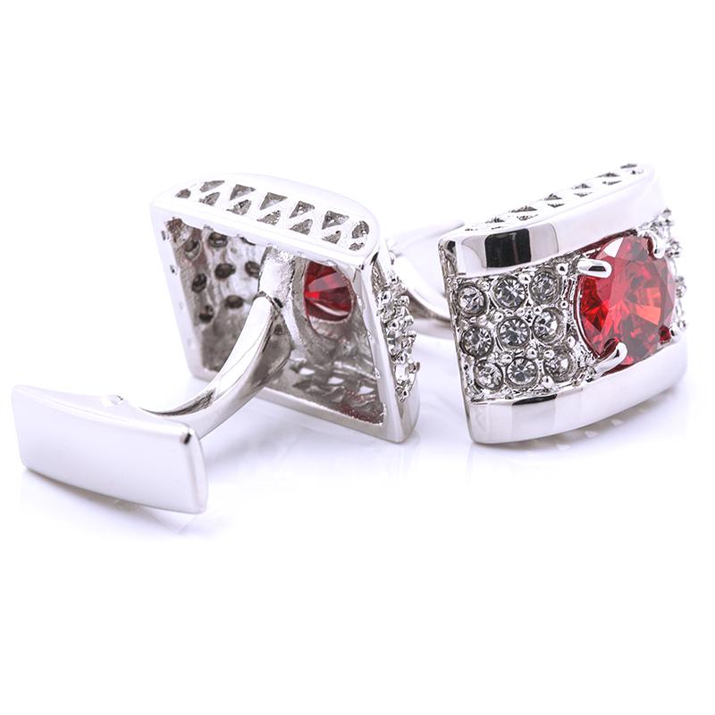 Silver red stone cufflinks