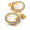 Gold oval crystal cufflinks