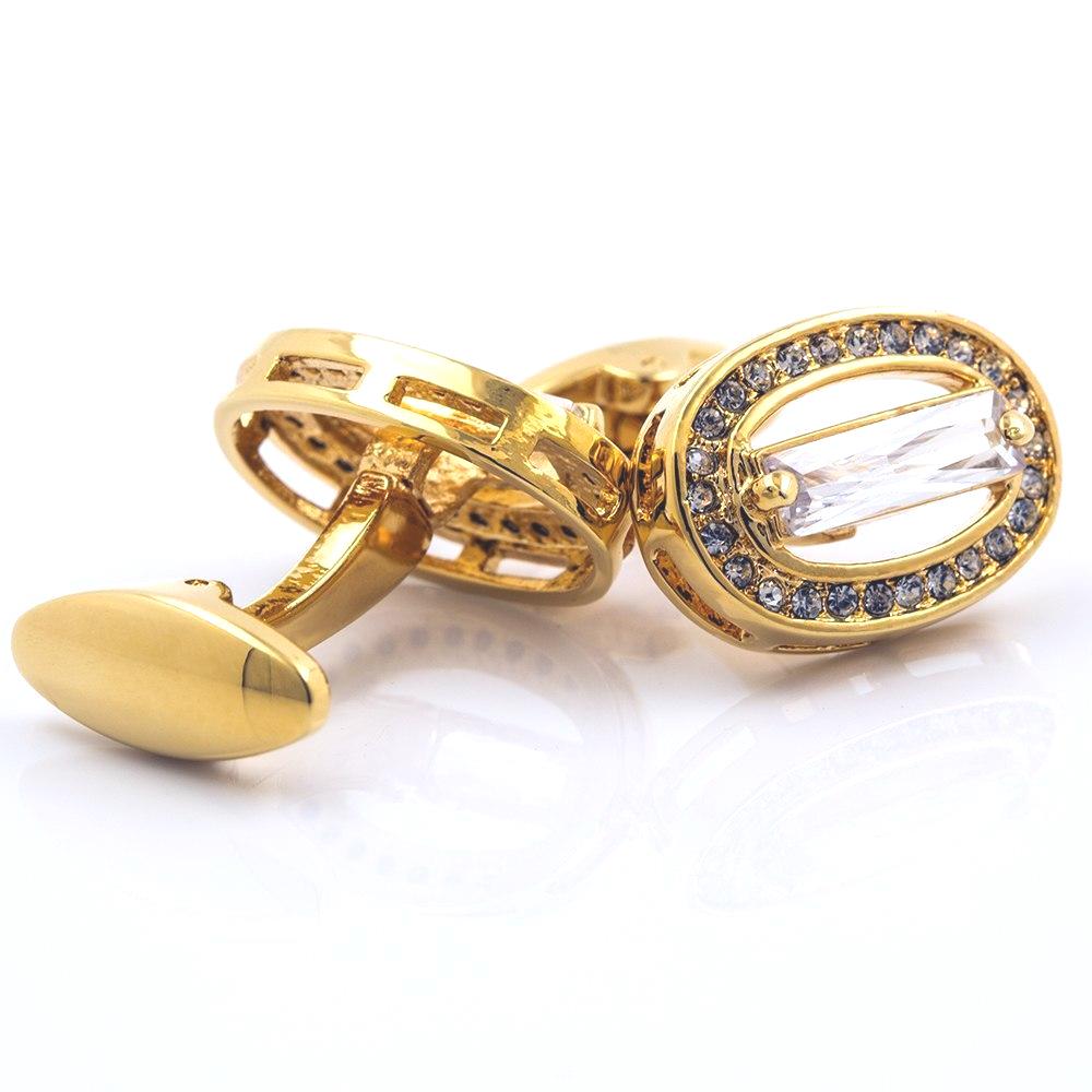 Gold oval crystal cufflinks
