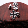 Silver black cross cufflinks